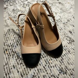 Beige and Black Women's Shoes
